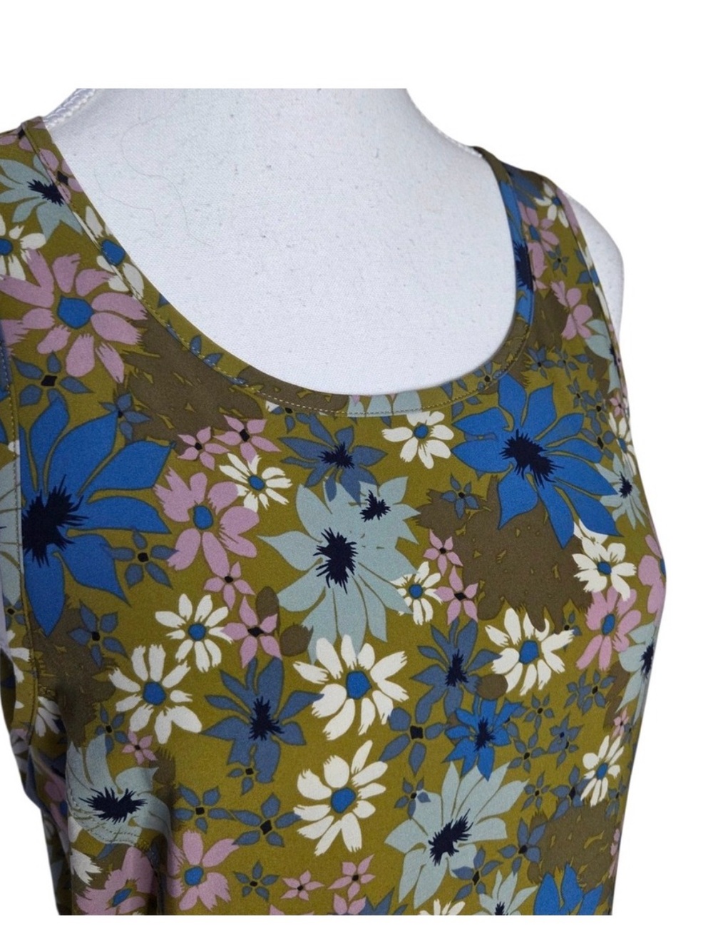Toad & Co Crusher Floral Maxi Dress in Olive with Blue & Pink Blooms - Picture 2 of 5